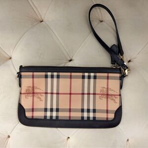 Burberry Checkered Wristlet with Black Accents